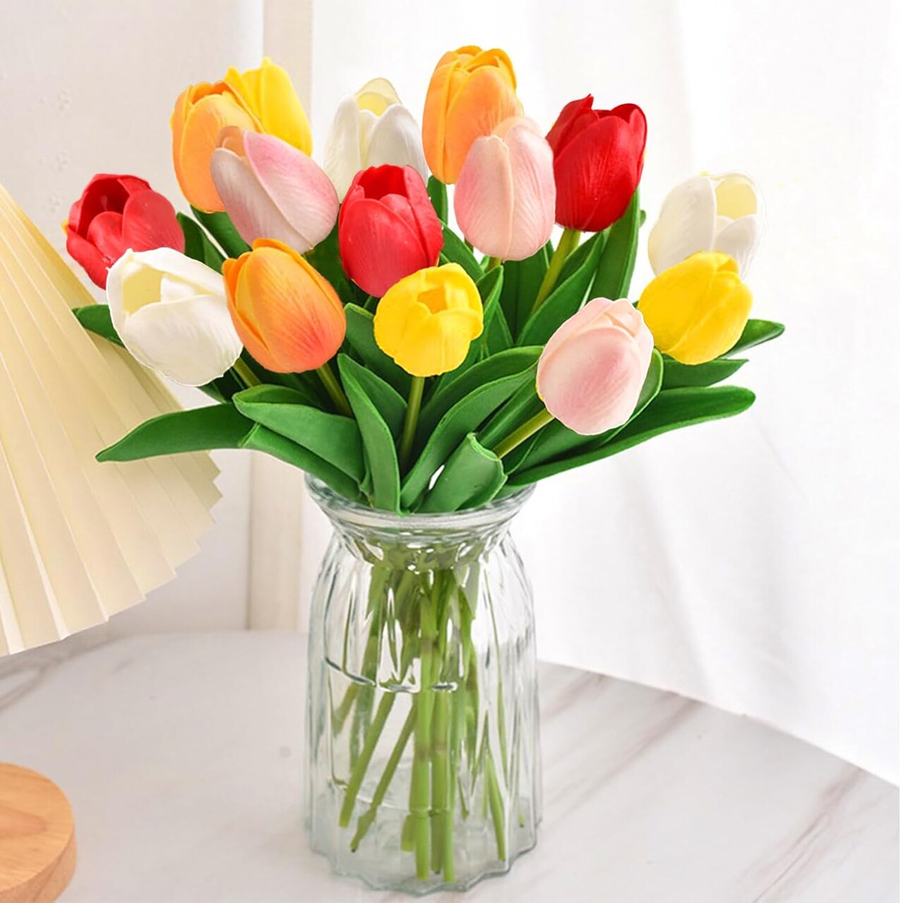 15PCS Real Touch Artificial Tulips – 14" PU Silk Faux Flowers for Home, Wedding & Party Decorations (Colorful)